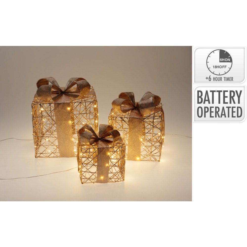 Cadeauset met verlichting | goud/warm wit