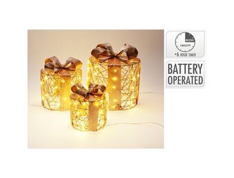Cadeauset met verlichting | rond | goud/warm wit