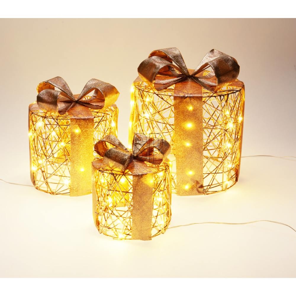 Cadeauset met verlichting | rond | goud/warm wit