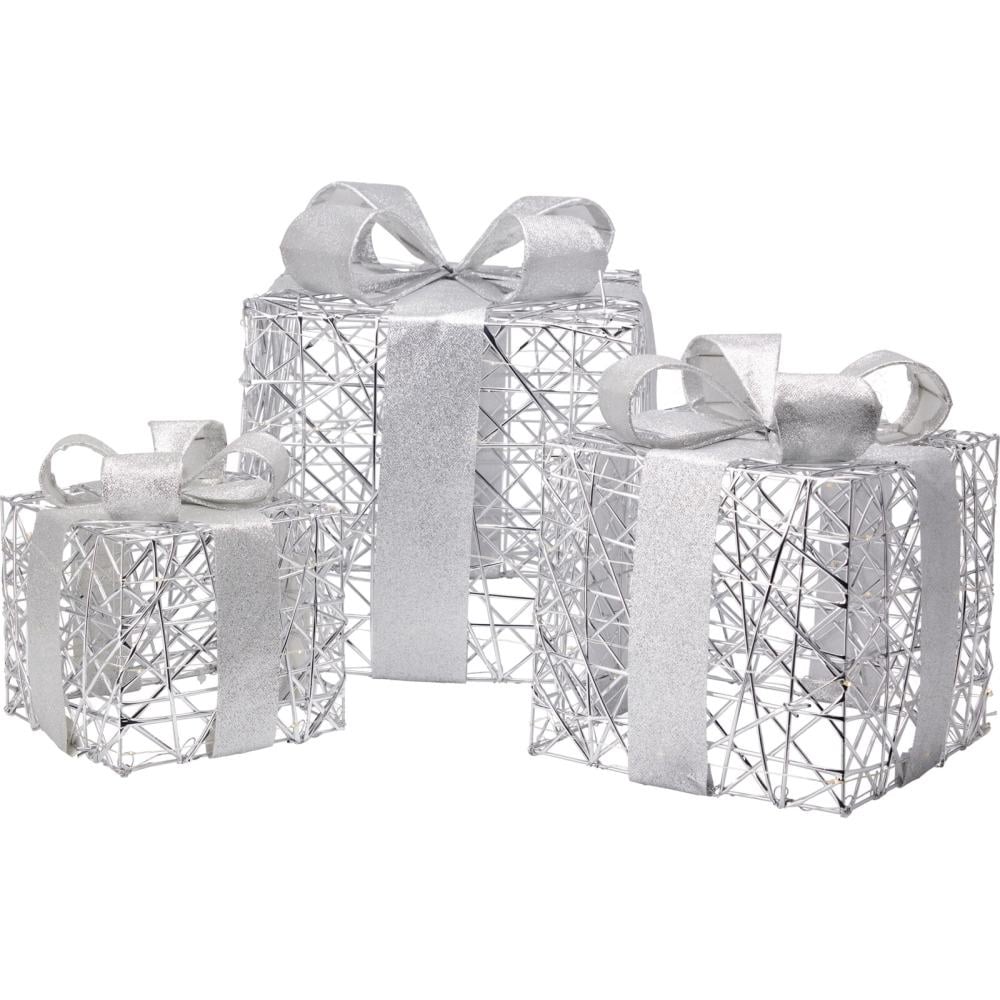 Cadeauset met verlichting | zilver/warm wit