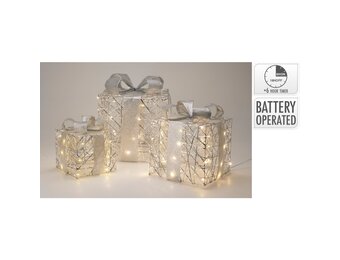 Cadeauset met verlichting | zilver/warm wit