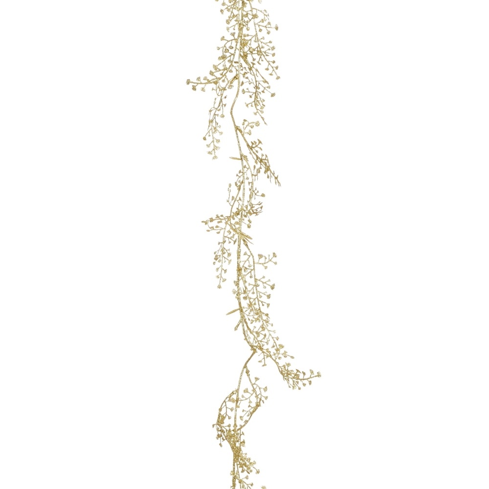 Slinger bladeren met besjes | polystyrene | goud | 180cm