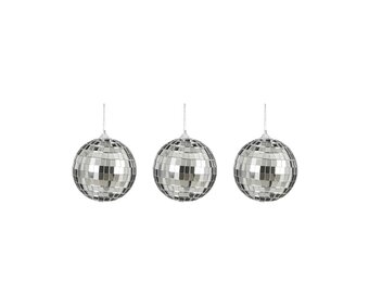 Disco kerstbal | 3-delig | spiegelend | zilver | 8cm