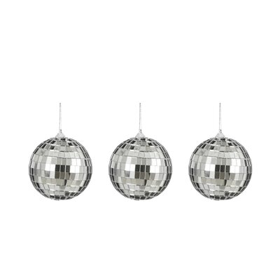 Disco kerstbal | set van 3 | spiegelend | zilver | 8cm