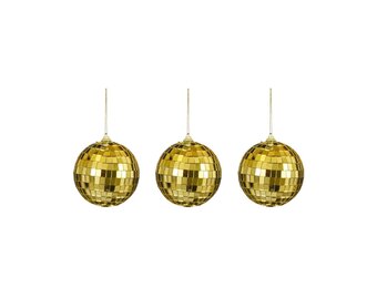 Disco kerstbal | set van 3 | spiegelend | goud | 8cm