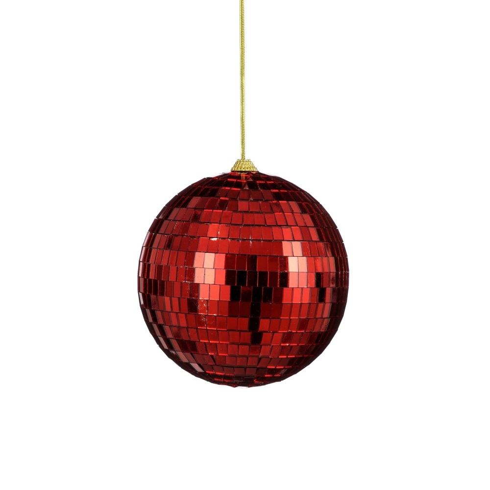 Disco kerstbal | spiegelend | rood | 15cm