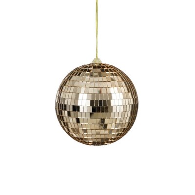 Disco kerstbal | spiegelend | champagne | 15cm
