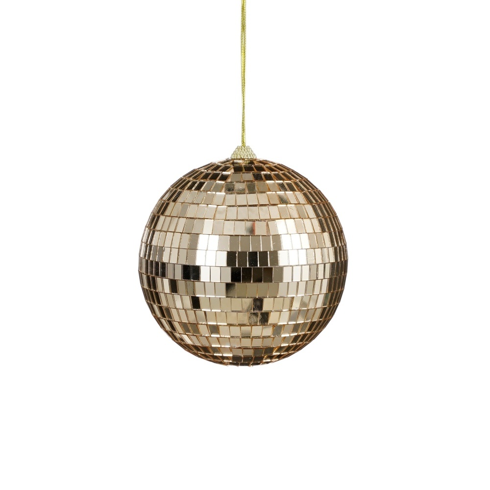 Disco kerstbal | spiegelend | champagne | 15cm