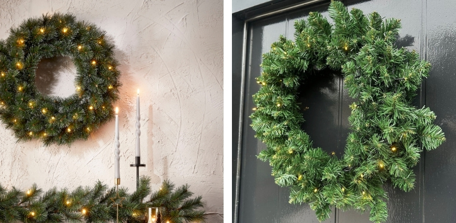 Kerstkransen met verlichting