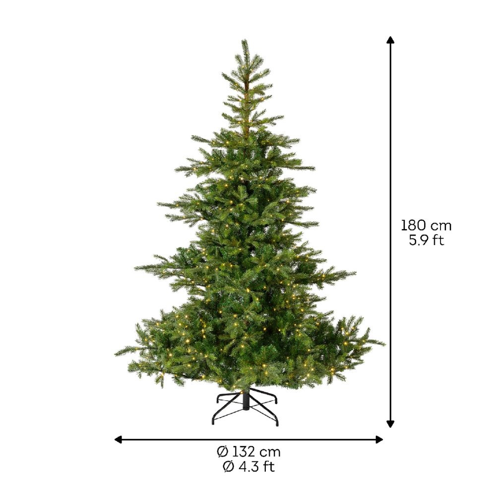 Grandis Fir kunstkerstboom 180ø132cm | groen met 400 LED lampjes