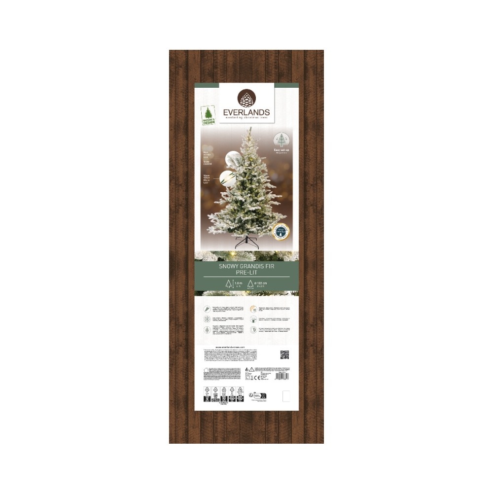 Grandis Fir Snowy kunstkerstboom 180ø132cm | wit/met sneeuw met 400 LED lampjes