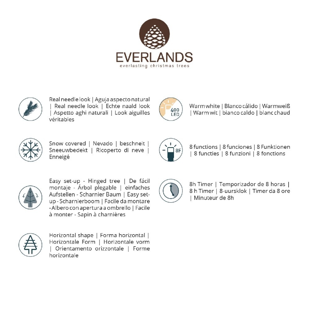 Grandis Fir Snowy kunstkerstboom 180ø132cm | wit/met sneeuw met 400 LED lampjes