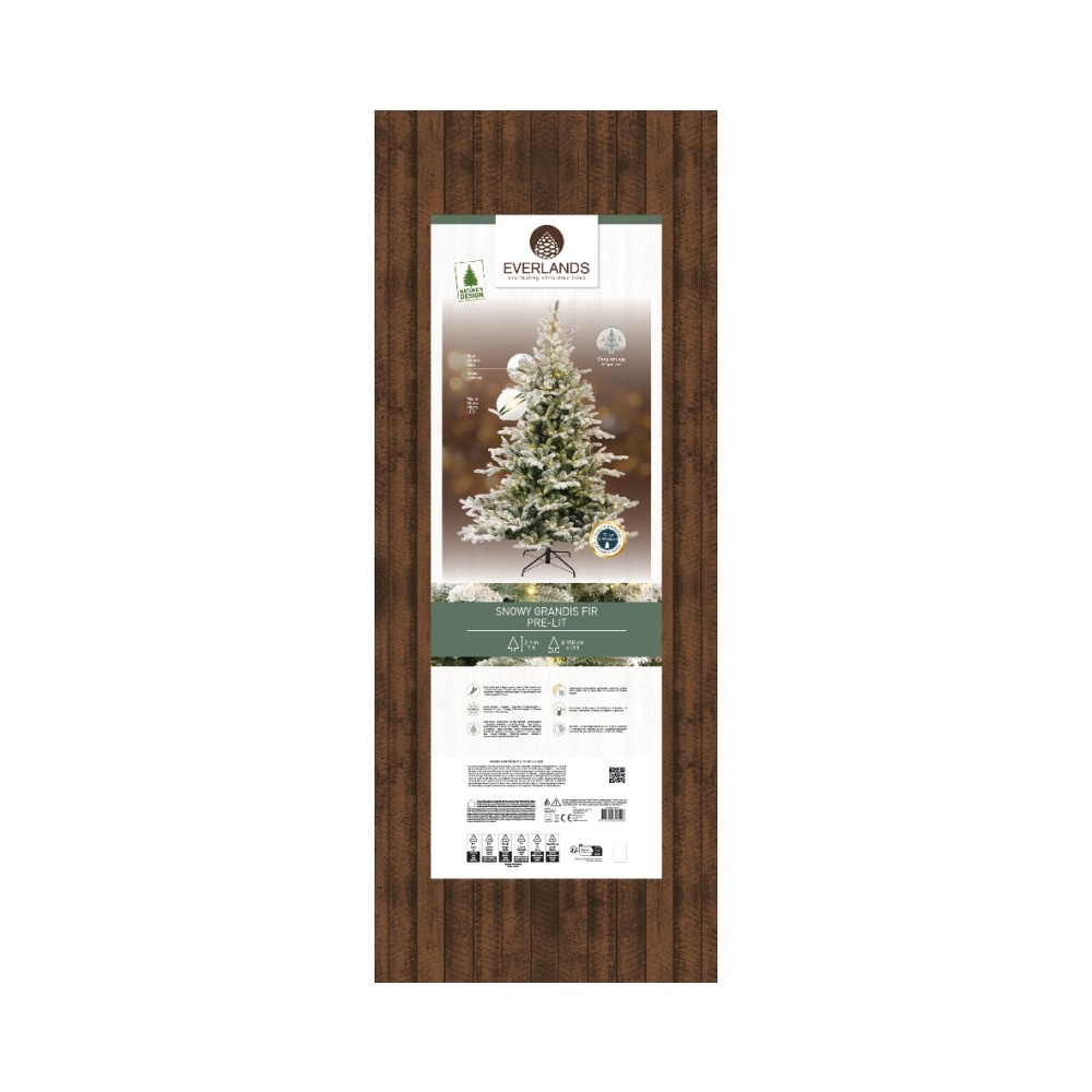 Grandis Fir Snowy kunstkerstboom 210ø150cm | wit/met sneeuw met 550 LED lampjes