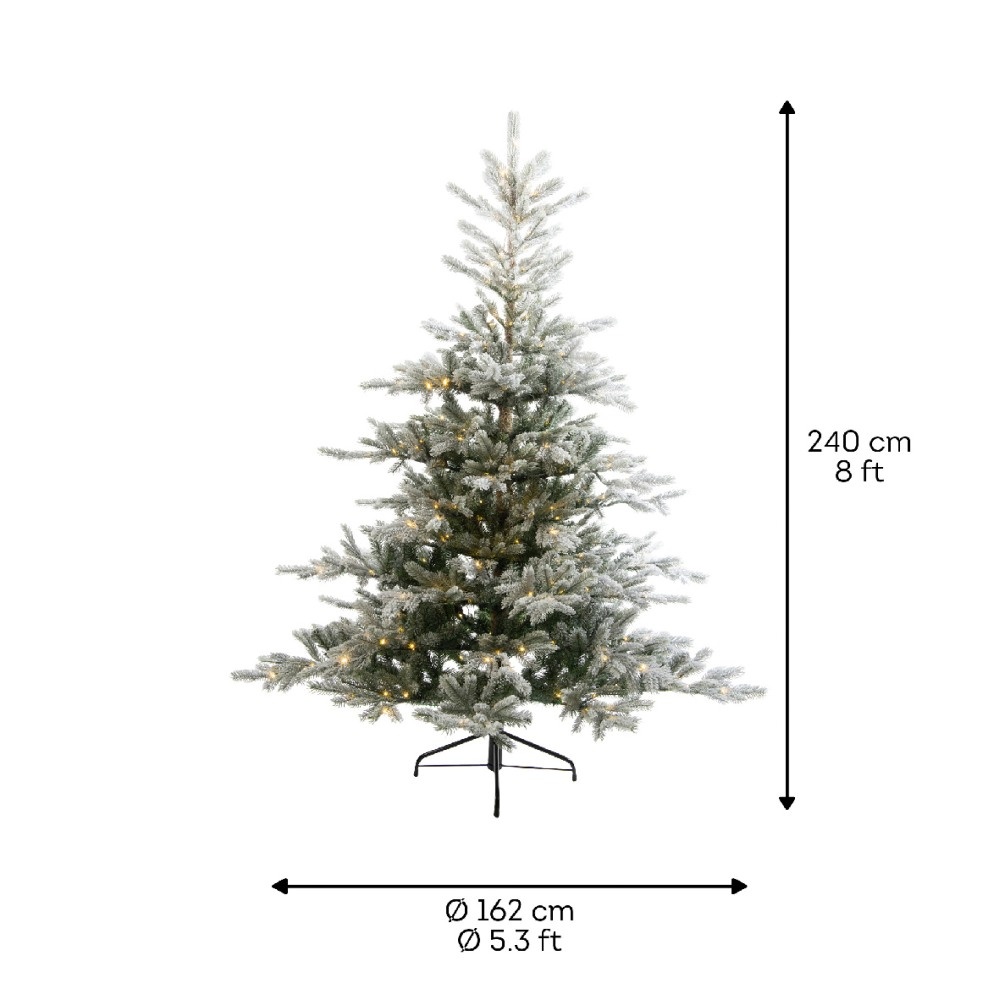 Grandis Fir Snowy kunstkerstboom 240ø162cm | wit/met sneeuw met 700 LED lampjes