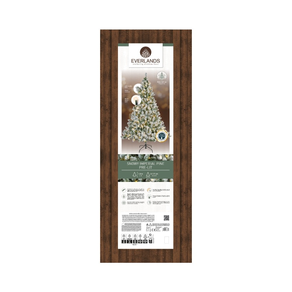 Imperial Pine kunstkerstboom 180xø117cm | wit/met sneeuw met 260 LED lampjes