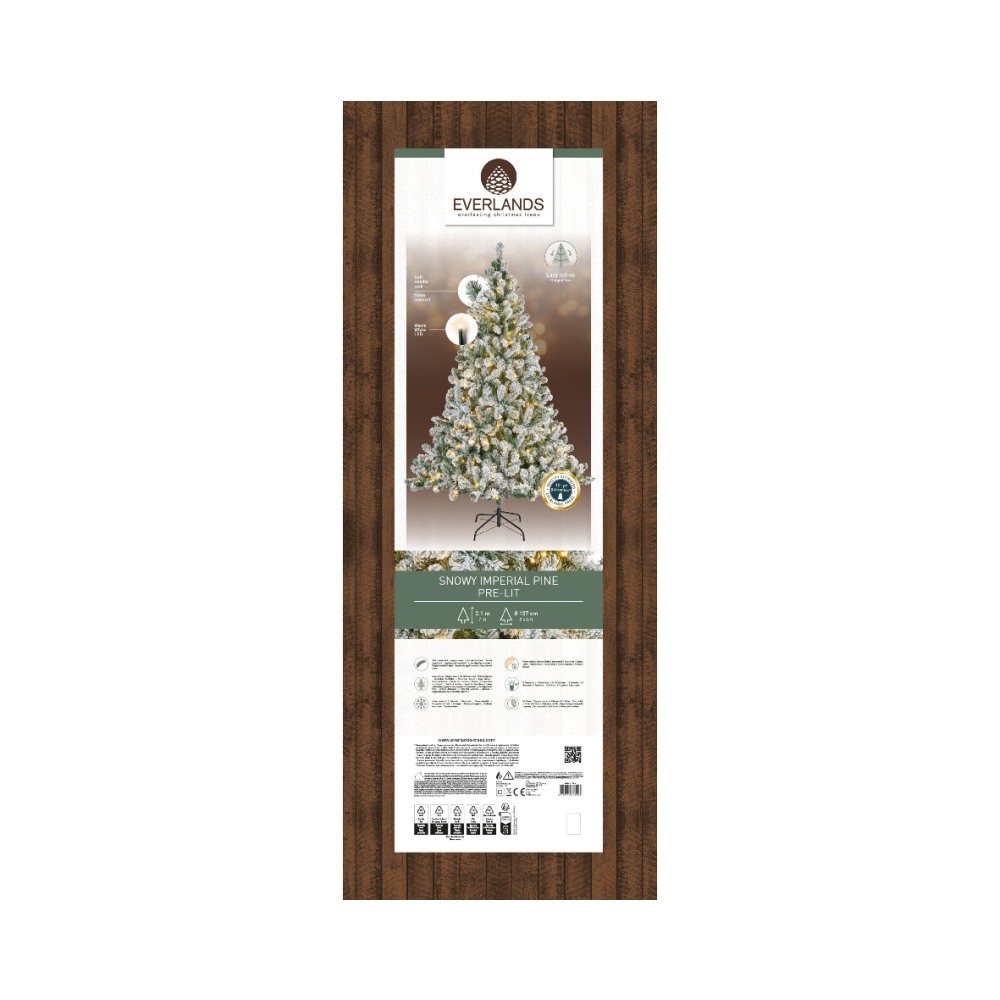 Imperial Pine kunstkerstboom 210xø137cm | wit/met sneeuw met 380 LED lampjes