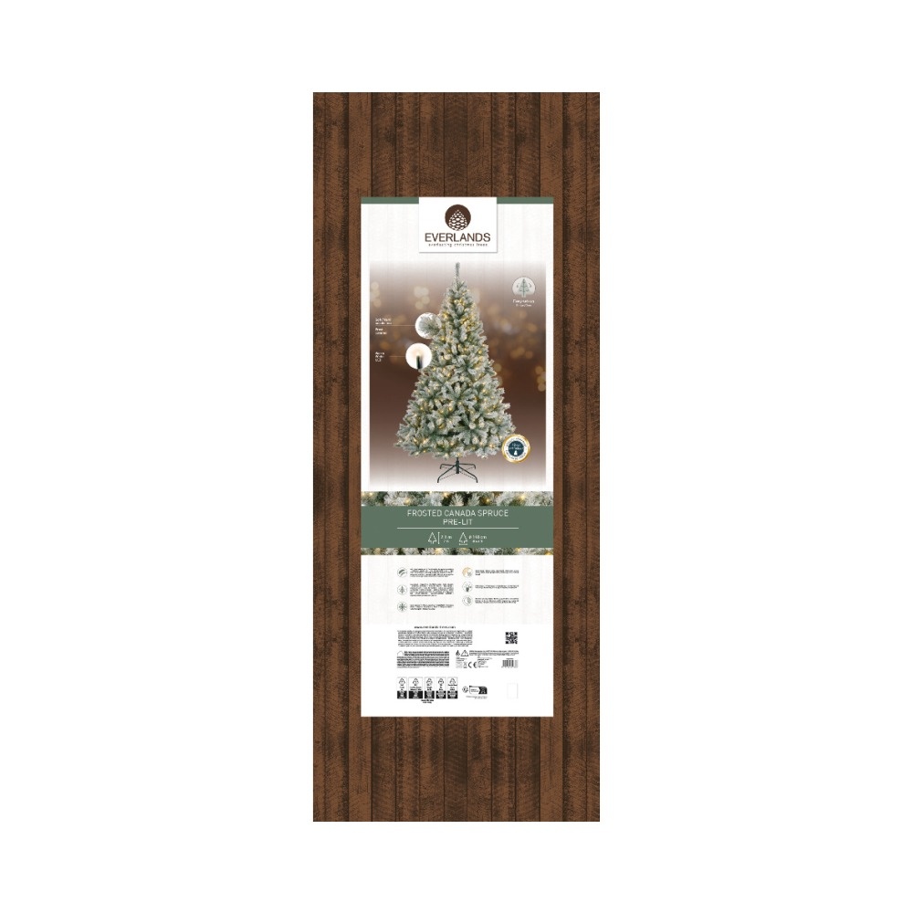 Canada Spruce kunstkerstboom 210xø140cm | groen met bevroren details | 440 LED lampjes
