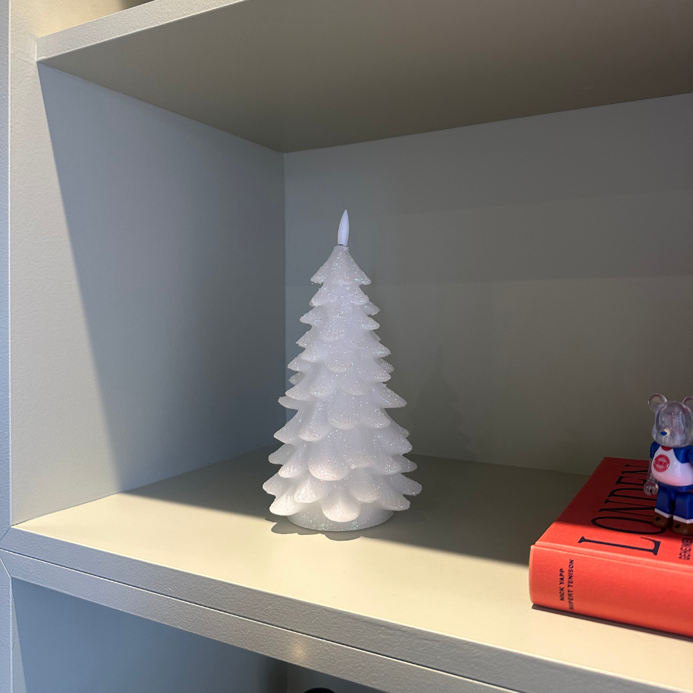 LED kerstboom kaars | zilver | 19cm