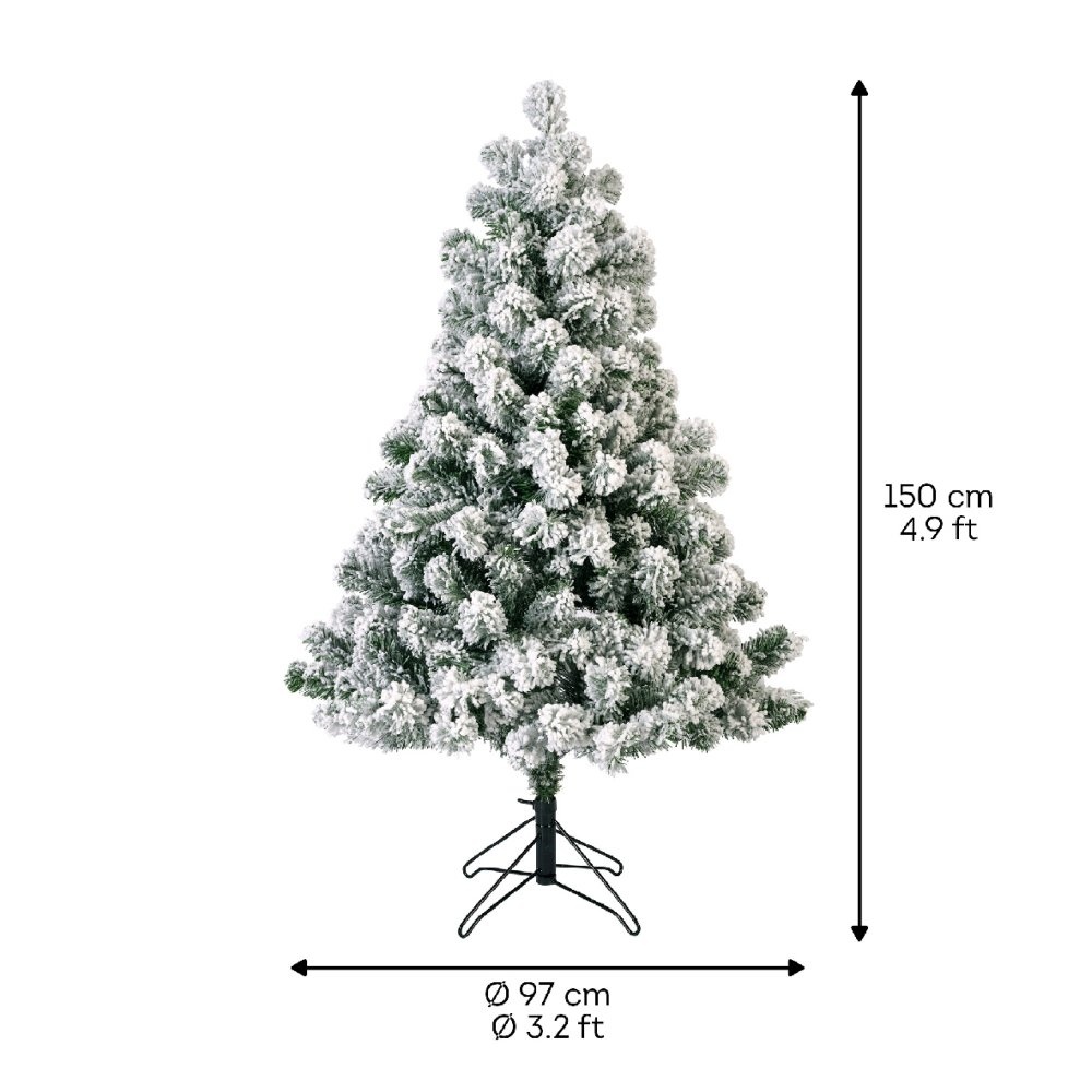 Imperial Pine kunstkerstboom 150xø97cm | wit/met sneeuw