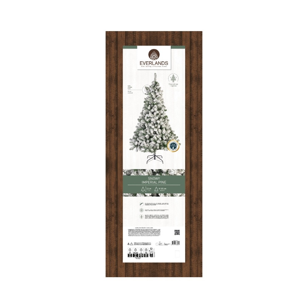 Imperial Pine kunstkerstboom 210xø137cm | wit/met sneeuw