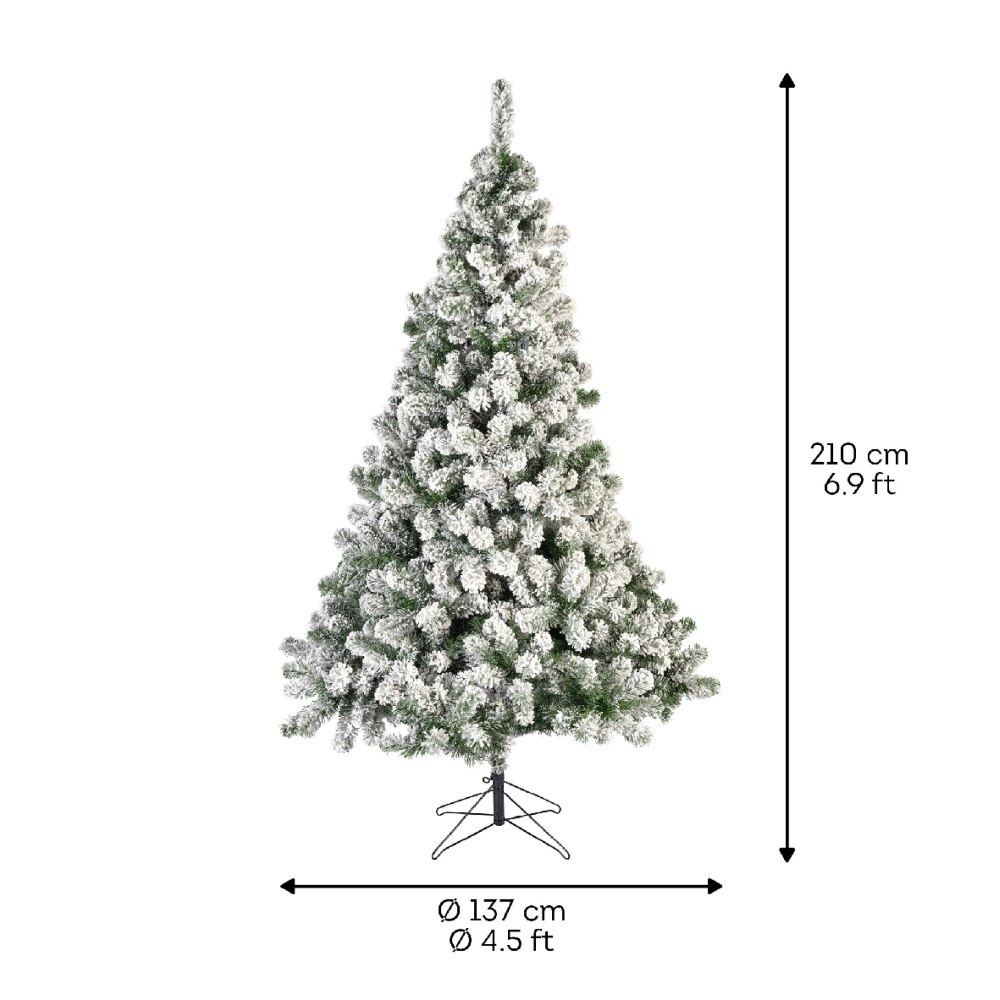 Imperial Pine kunstkerstboom 210xø137cm | wit/met sneeuw