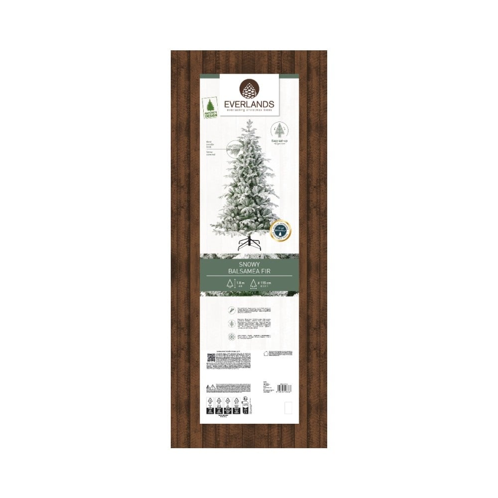 Balsamea Fir kunstkerstboom 180xø115cm | wit/met sneeuw