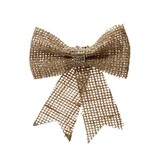 Kerststrik | 2-delig | jute met zilveren glitters | 13cm