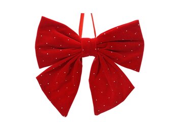 Kerststrik | polyester/fluweel | rood | 24cm