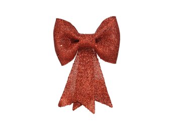 Kerststrik | plastic | rood met glitters | 14cm
