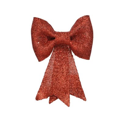 Kerststrik | plastic | rood met glitters | 14cm