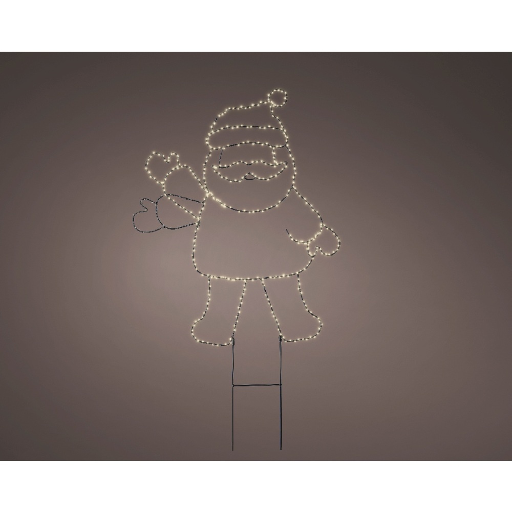 LED tuinsteker kerstfiguur | metaal | zwart/warm wit | 77cm