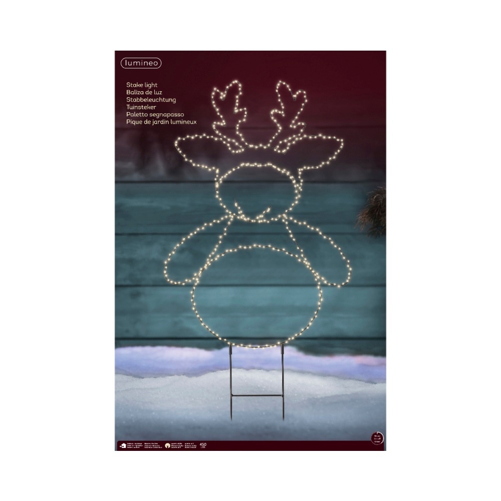 LED tuinsteker rendier | metaal | zwart/warm wit | 77cm