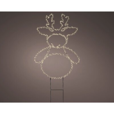 LED tuinsteker rendier | metaal | zwart/warm wit | 77cm
