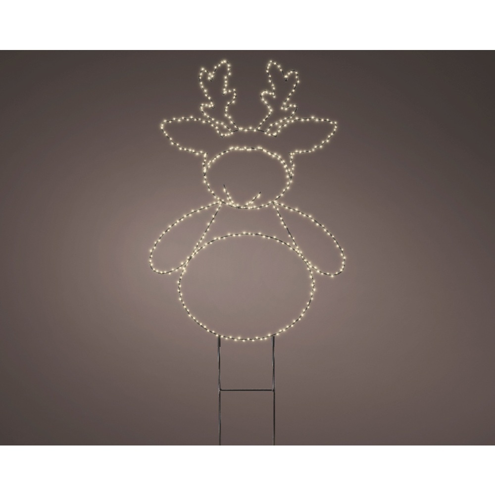 LED tuinsteker rendier | metaal | zwart/warm wit | 77cm