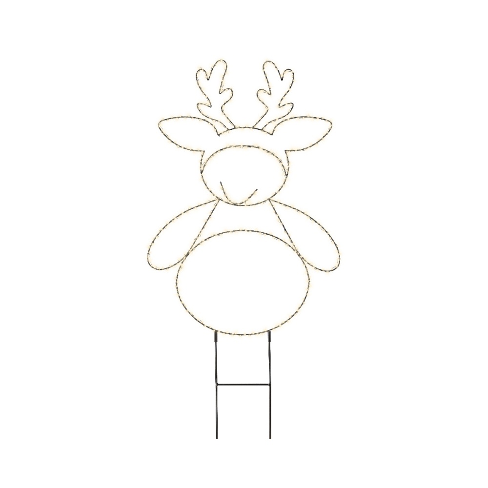 LED tuinsteker rendier | metaal | zwart/warm wit | 77cm