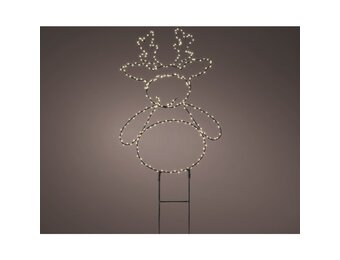 LED tuinsteker rendier | metaal | zwart/warm wit | 47cm