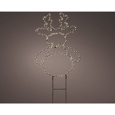 LED tuinsteker rendier | metaal | zwart/warm wit | 47cm