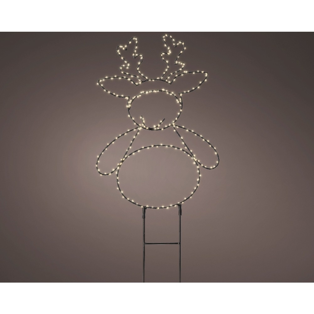 LED tuinsteker rendier | metaal | zwart/warm wit | 47cm