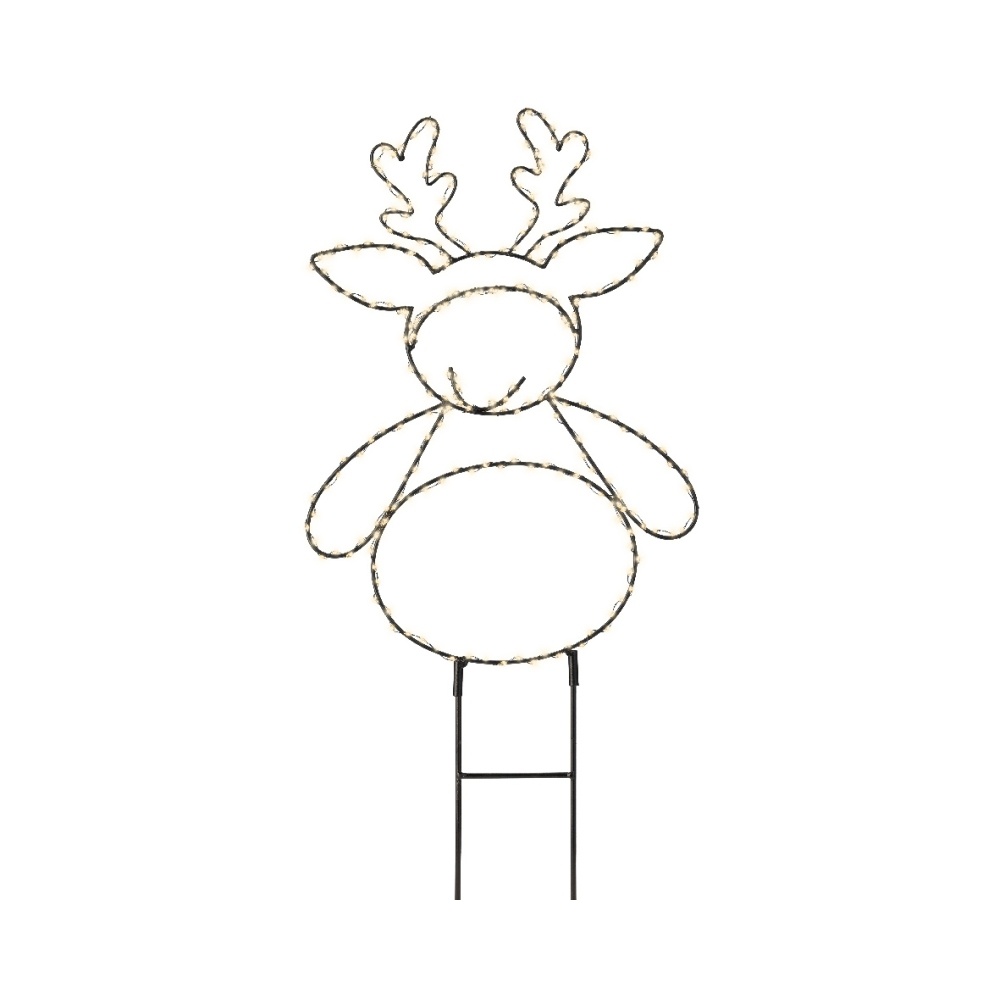LED tuinsteker rendier | metaal | zwart/warm wit | 47cm