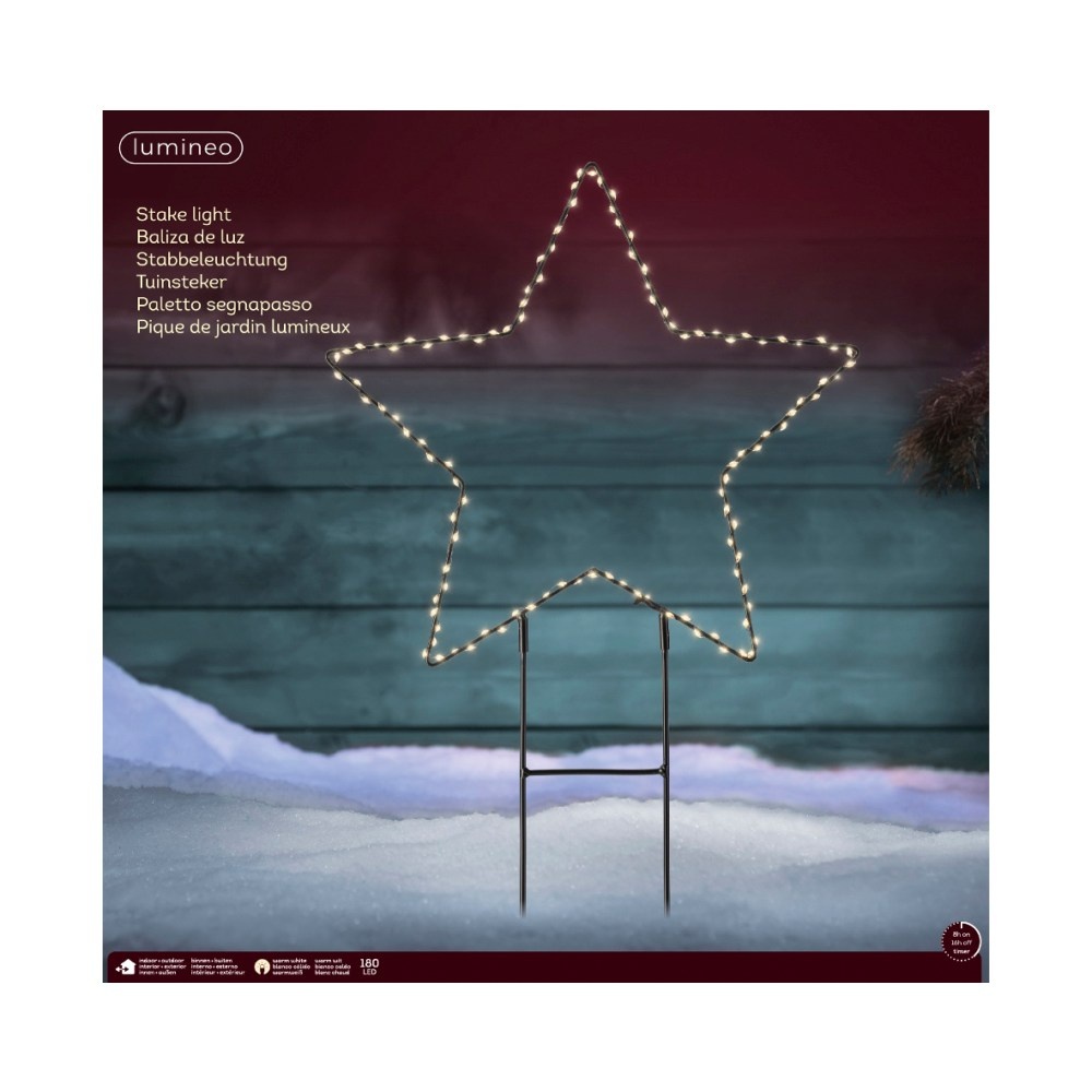 LED tuinsteker ster | metaal | zwart/warm wit | 58cm
