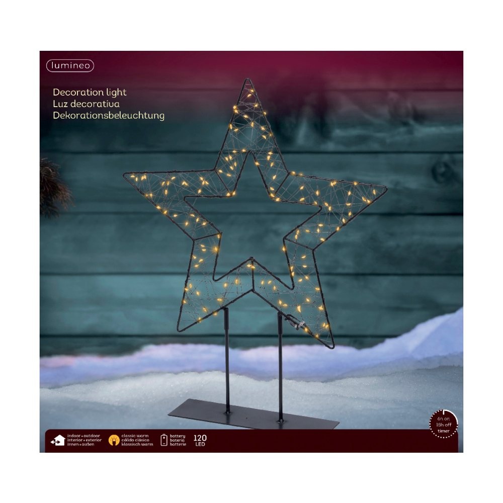 Tafellamp ster | metaal | zwart/klassiek warm | 38cm