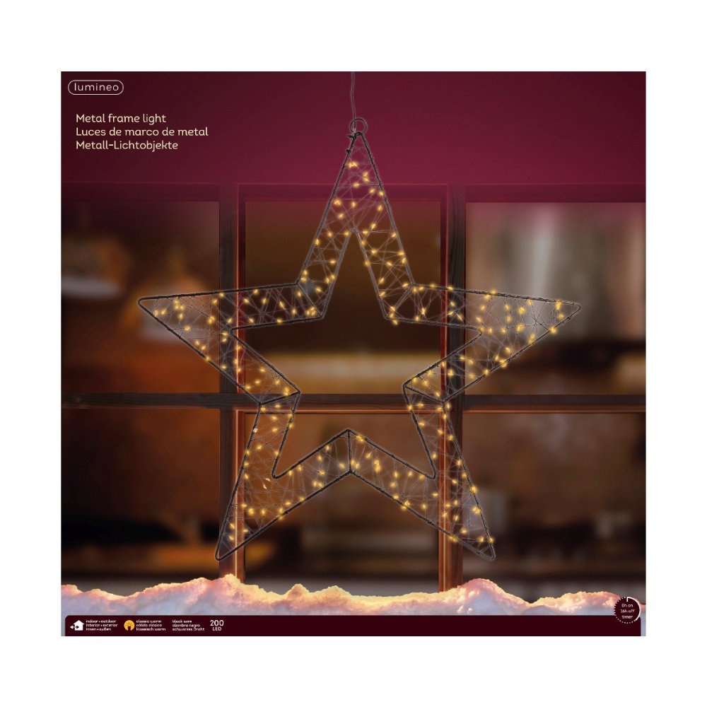 LED verlichte ster | metaal | zwart/klassiek warm | 58m