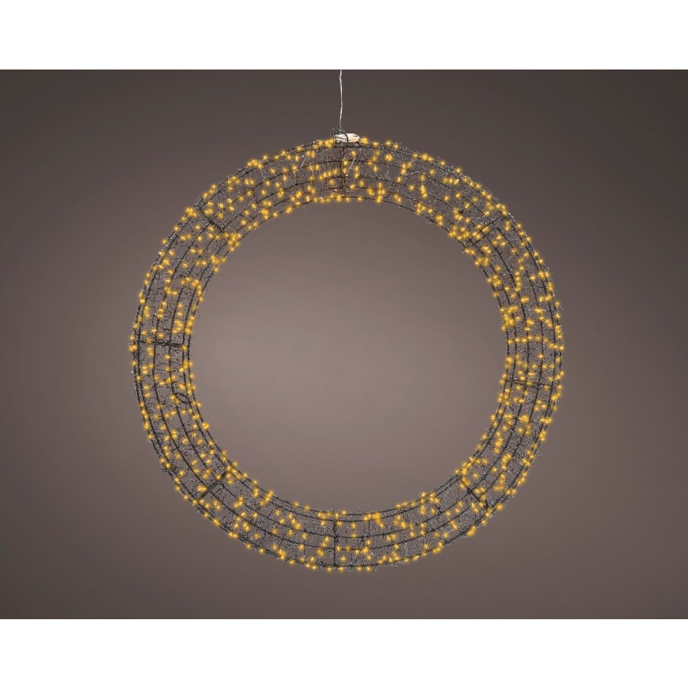 Kerstkrans met verlichting | metaal | zwart/klassiek warm | 58cm