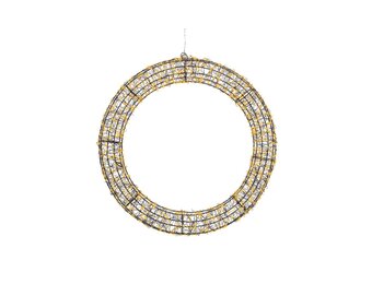 Kerstkrans met verlichting | metaal | zwart/klassiek warm | 58cm