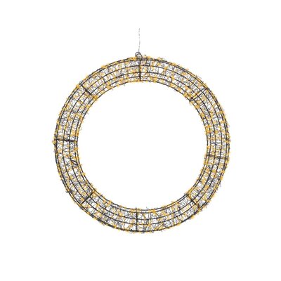 Kerstkrans met verlichting | metaal | zwart/klassiek warm | 58cm