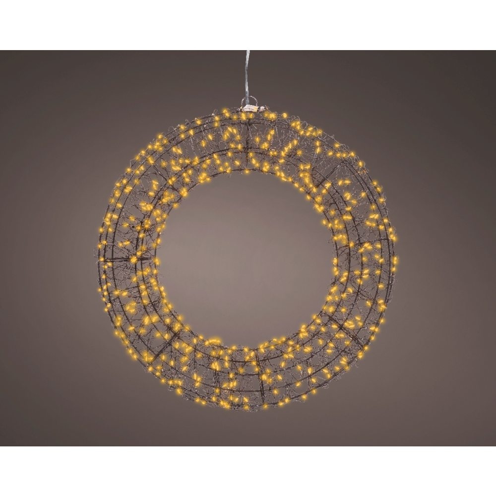 Kerstkrans met verlichting | metaal | zwart/klassiek warm | 38cm