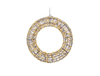 Kerstkrans met verlichting | metaal | zwart/klassiek warm | 38cm