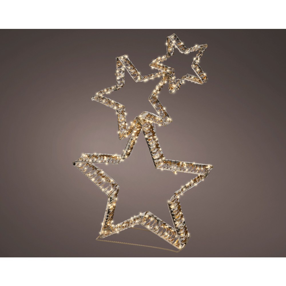 Sterren met verlichting | kunststof | goud/warm wit | 80cm