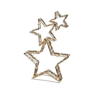 Sterren met verlichting | kunststof | goud/warm wit | 80cm