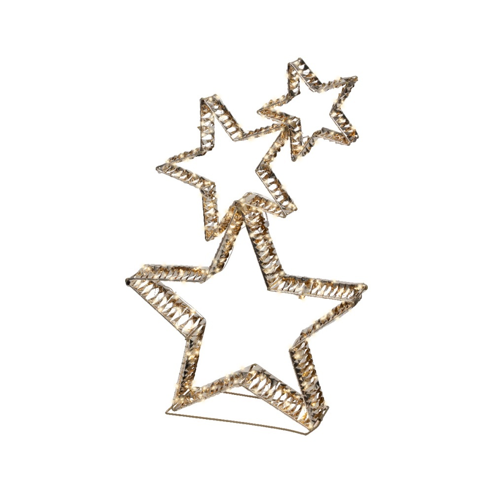Sterren met verlichting | kunststof | goud/warm wit | 80cm